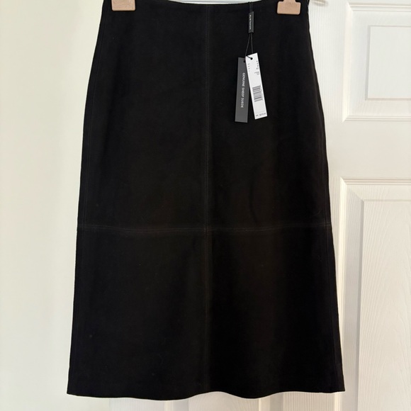 Elie Tahari Black Suede Midi Skirt